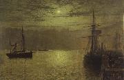 Atkinson Grimshaw Lights in the Harbour oil painting picture wholesale